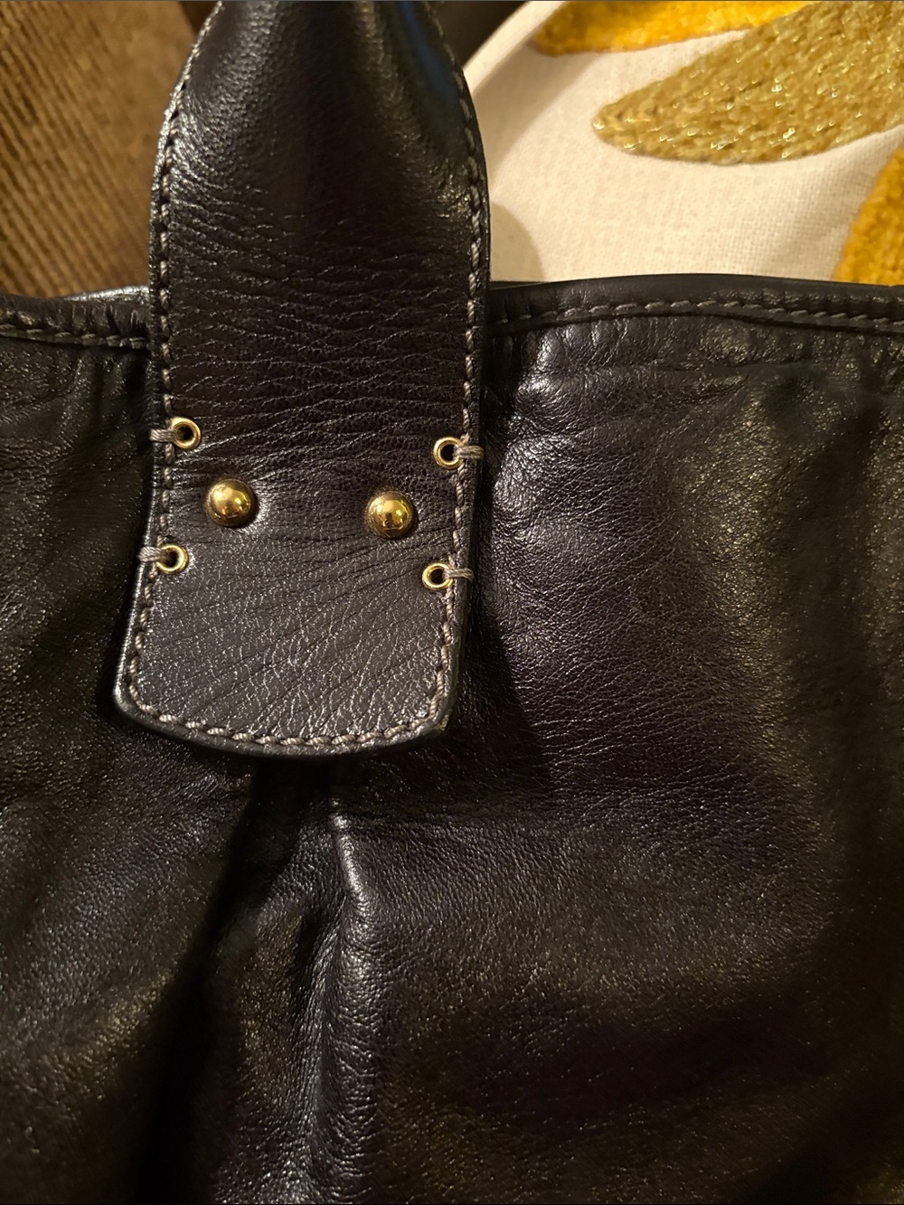 Marc Jacobs Irina Black Quilted Leather Tote with Quilted Panel and Stud Logo - Picture 3 of 13